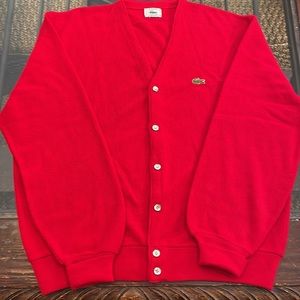Beautiful vintage red Izod Lacoste cardigan XL sweater. No holes or stains.